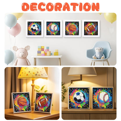 Mandun 4 Pack Ball Diamond Art Kits for Kids, DIY Ball 5D Diamond Painting Kits, Full Round Drill Gem Art Home Wall Decor 6x6 inch