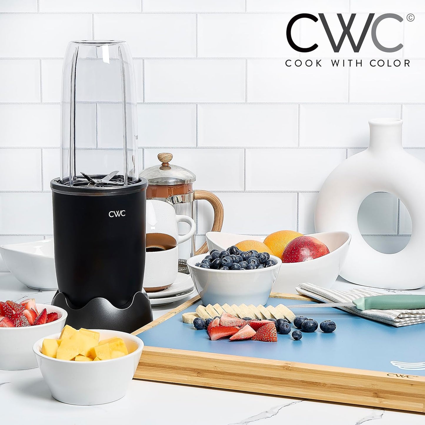 COOK WITH COLOR Personal Power Blender 600W, 24oz Capacity, BPA-Free Jar, Ice-Crushing Blades for Smoothies & More,