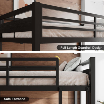 Einhomn Bunk Bed Twin Over Twin, Heavy Duty Metal Bed with Ladder and Full-Length Guardrail, Under-Bed Storage Space, No Box Spring Needed, Noise Free, Black