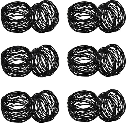 Kaizen Casa Handmade Black Napkin Rings Set of 12, Metal Mesh for Weddings and Dinner Parties
