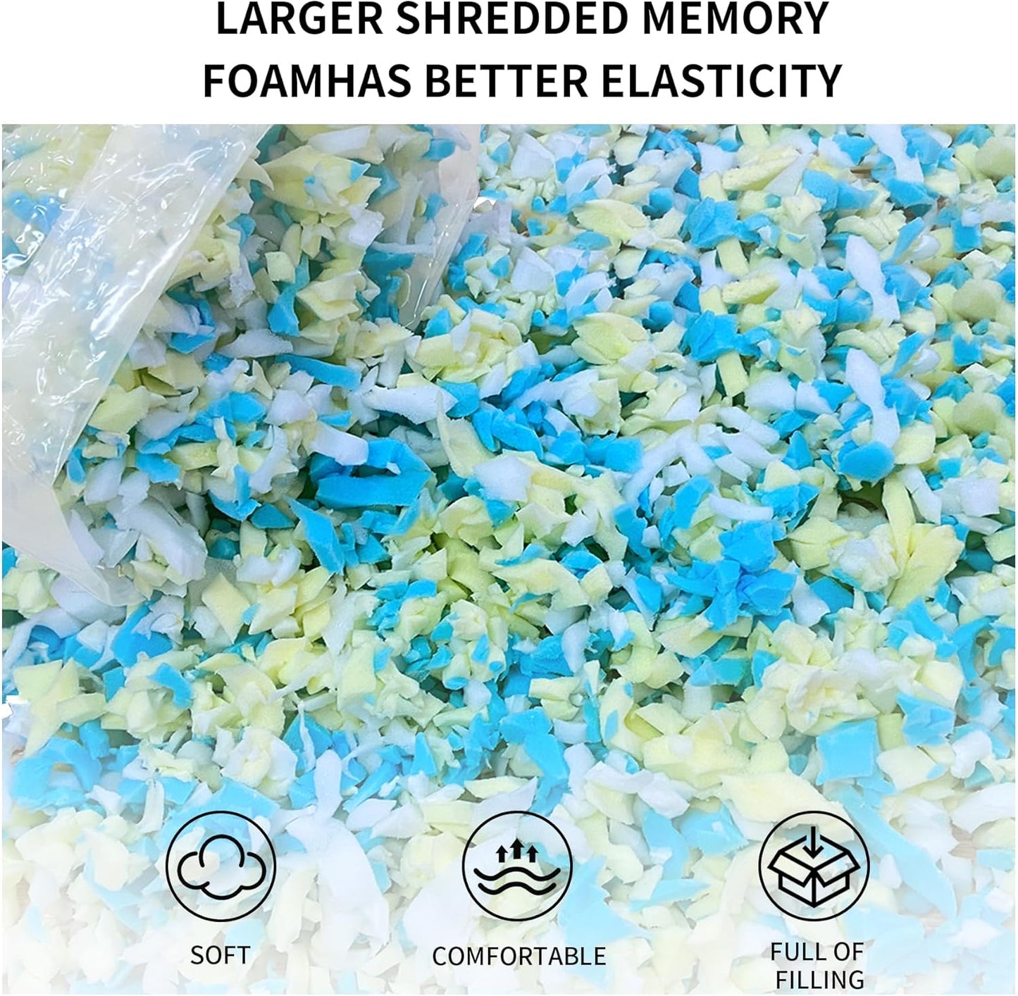 12lbs Shredded Memory Foam Bean Bag Filler, Soft and Convenient Bean Bag Filling Pillow Stuffing for Beanbag, Couch