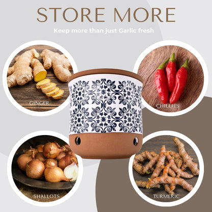 Okavango Ceramic Garlic Keeper - garlic keepers - garlic storage container- Garlic Holder Countertop -Garlic Jar - garlic keeper for counter - garlic container (Terracotta, 16oz)