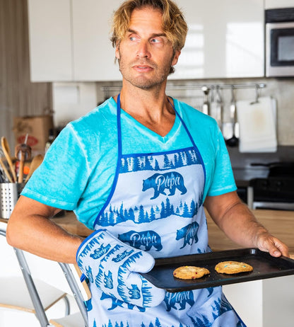 Papa Bear Funny Father's Day Cooking Graphic Novelty Kitchen Accessories, Cool Animal Oven Mitt