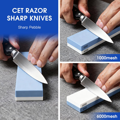 Knife Sharpening Stone Set with Adjustable Base,2 Side Grit 1000/6000 Waterstone,Fast & Efficient Diamond Knife Sharpener for Various sinks for hand washing