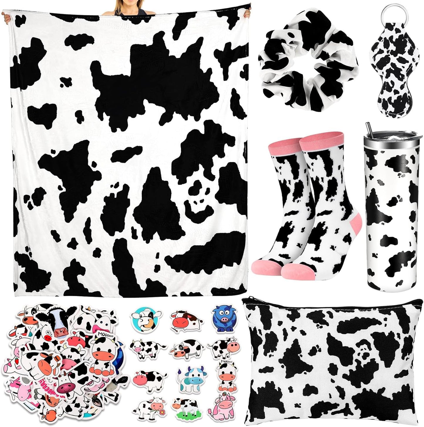 Set 20 oz 50" 60" Bokon Cow Stuff for Girls, Christmas Cow Gift Include Stainless Steel Tumbler with Lid and Straw x