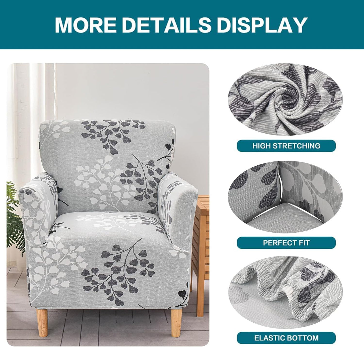 1-Piece 11 NILUOH Banquet Armchair Slipcover Stretch Chair Covers with Arms Printed Soft Accent Chair Cover Anti-Slip