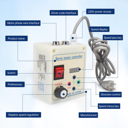 RATTMMOTOR 1100W Permanent Magnet DC Brushless Servo Motor 200-6000RPM 3.55N.m+Servo Motor Speed Controller for Woodworking Machine/Lathe/Drilling and Tapping Machine/Reducer/Belt Sander (110V)