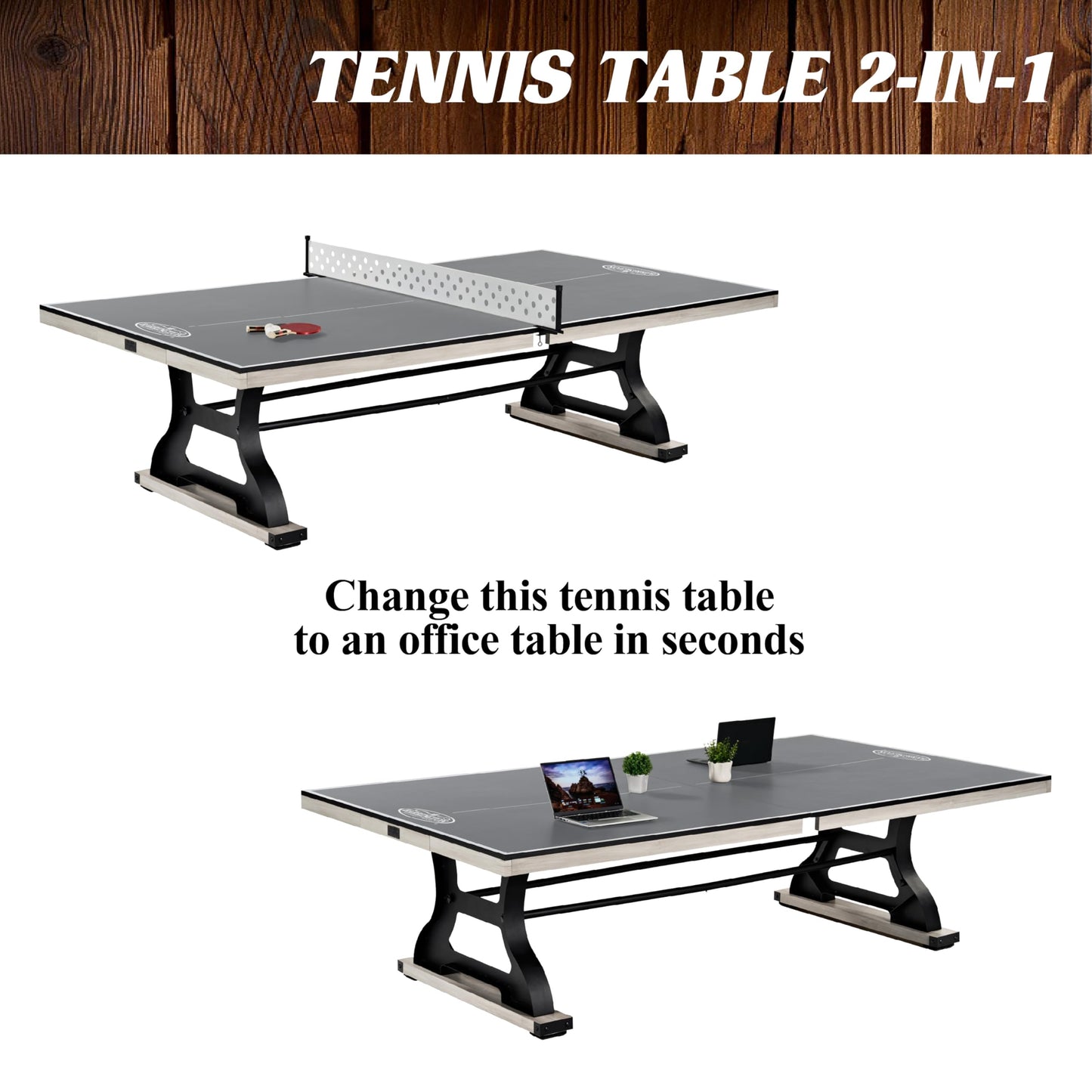 Barrington 9-ft Coventry Tennis Table, Official Size with Durable Metal Net and Storage Drawer, Perfect for Family Game Rooms