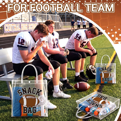 Wesnoy 20 Pcs Football Snack Bags with Handles Reusable Football Treat Bags for Candy Birthday Party Favor Supplies 8 x 8 x 3.15''
