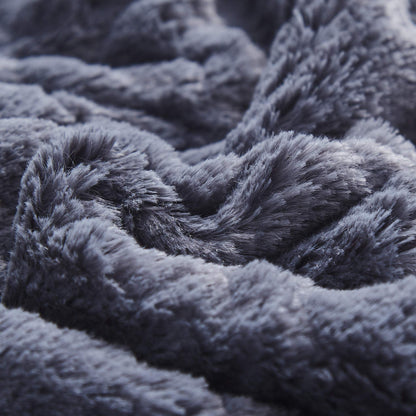 Tache Faux Fur Throw Blanket Dark Slate Navy Blue Diamond Trellis Pattern Super Soft Warm Fluffy Fuzzy Small Decorative Couch Lap White Sherpa Back Throw Blanket, 50x60