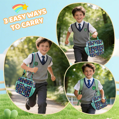 ZAZIWZ Lunch Bag for Kids Insulated Lunch Boxe for Girls Boys Reusable Cooler Tote Small Lunchbag Back to School Cute Lunchbox for Teens 02 (Space)