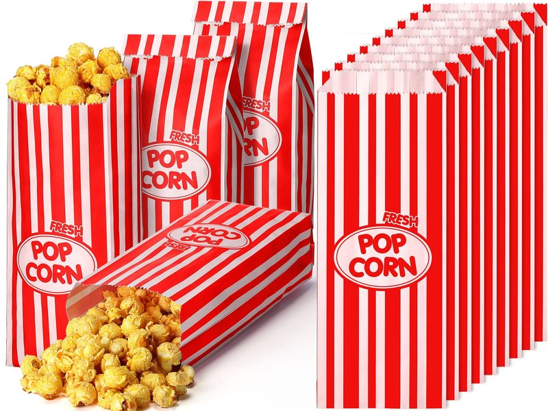 Sherr 1000 Pcs 1oz Popcorn Bags Bulk Red Retro Stripes Disposable Popcorn Bags for Movie Nights Circus Carnival Party Favors Birthday Party Event Supplies Machine Accessories