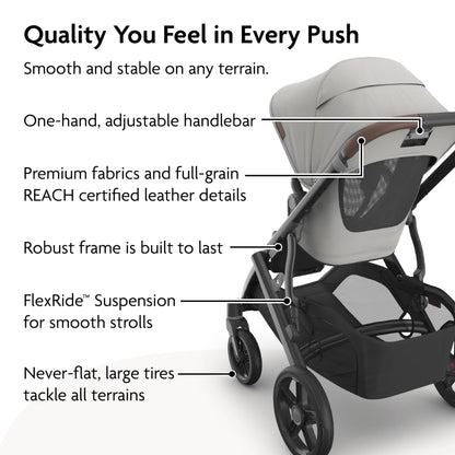 UPPAbaby Vista V3 Convertible Single-to-Double Stroller for Baby & Toddler, 30+ Configurations, Car Seat Compatible, All-Wheel Suspension, XL Basket – Savannah (Pearl Grey Jacquard/Carbon Frame)