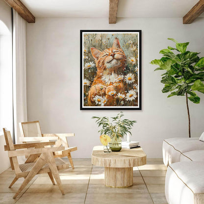 Bimkole 5D Diamond Art Kits for Adults Orange Cat, Full Drill DIY Rhinestone Embroidery Set Paint with Diamonds Art Daisy Animals by Number Kits Cross Stitch Home Wall Craft Decoration 12x16 Inch