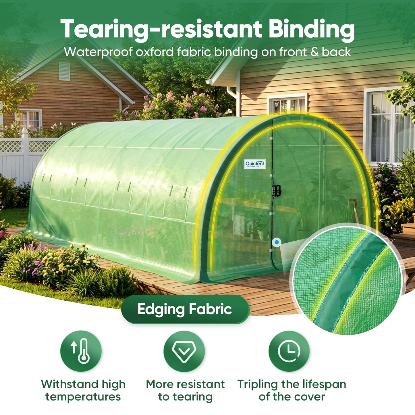 Quictent 20x10x6.6 FT Premium Greenhouse for Outdoors with 2 Door Frames, Reinforced Top Structure & Cover, Large Heavy Duty Walk-in Tunnel Hoop Green House for Garden Backyard Flower Winter, Green