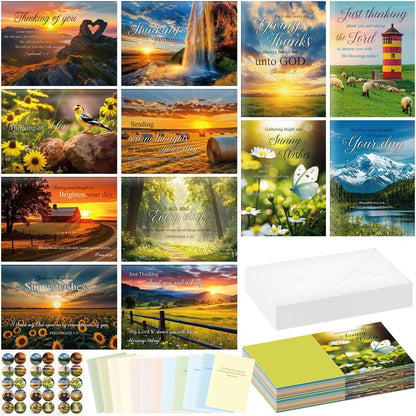 Motiskyy 24 Pack Religious Thinking of You Cards Bulk with Envelopes Jesus Christian Greeting Thinking of You Cards with Scripture Encouragement 4.5 x 6.2 Inch (Classic Style)