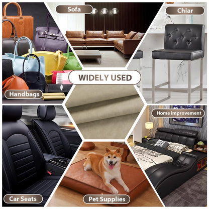Faux Leather Vinyl Upholstery Fabric by The Yard, 1.3mm Thick Soft Anti-Scratch Durable Marine Vinyl Fabric Synthetic Leather for Sofa Bags Chairs Car Seats DIY Crafts, 1 Yard Cut 55" x 36" (Oatmeal)