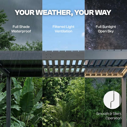 Patio Kingdom 10' x 13' Louvered Pergola Outdoor Aluminum Pergola Kit with Adjustable Roof, All-Weather Metal Gazebo with Drainage System for Patio, Deck, Garden and Backyard Shade, Gray