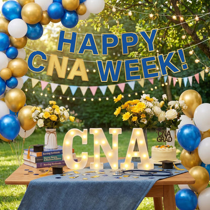Wettal CNA LED Marquee Letter Lights Sign Light up Letter Numbers CNA Week Graduation Decoration 2026 Graduate Party Decoration Nursing School Medical School Graduation Party Supplies