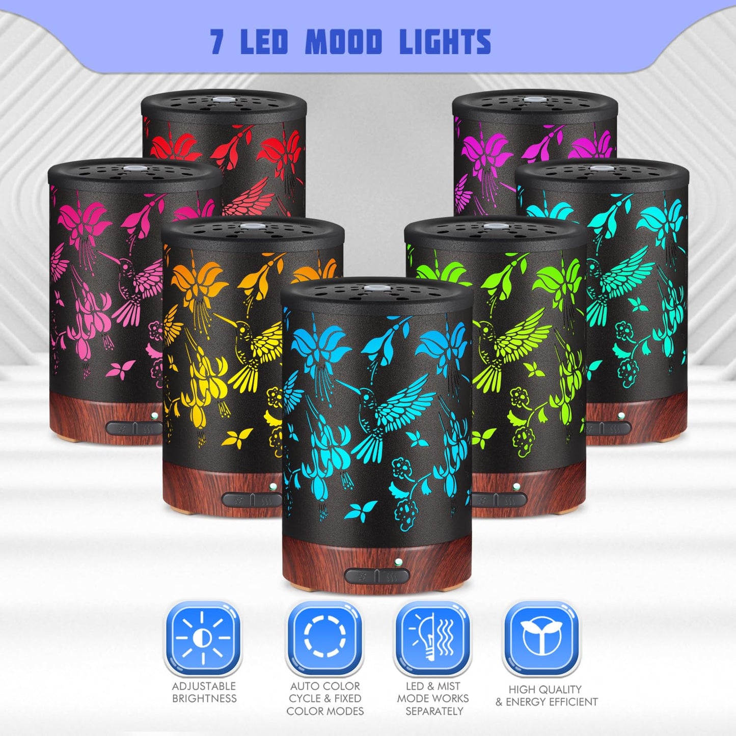 Essential Oils Diffuser,Aromatherapy Diffuser,Birthday for Women Mom Grandma,Metal Cool Mist Humidifier with 7 Colors Lights Waterless Auto Off Air Diffusers (Dragonfly)