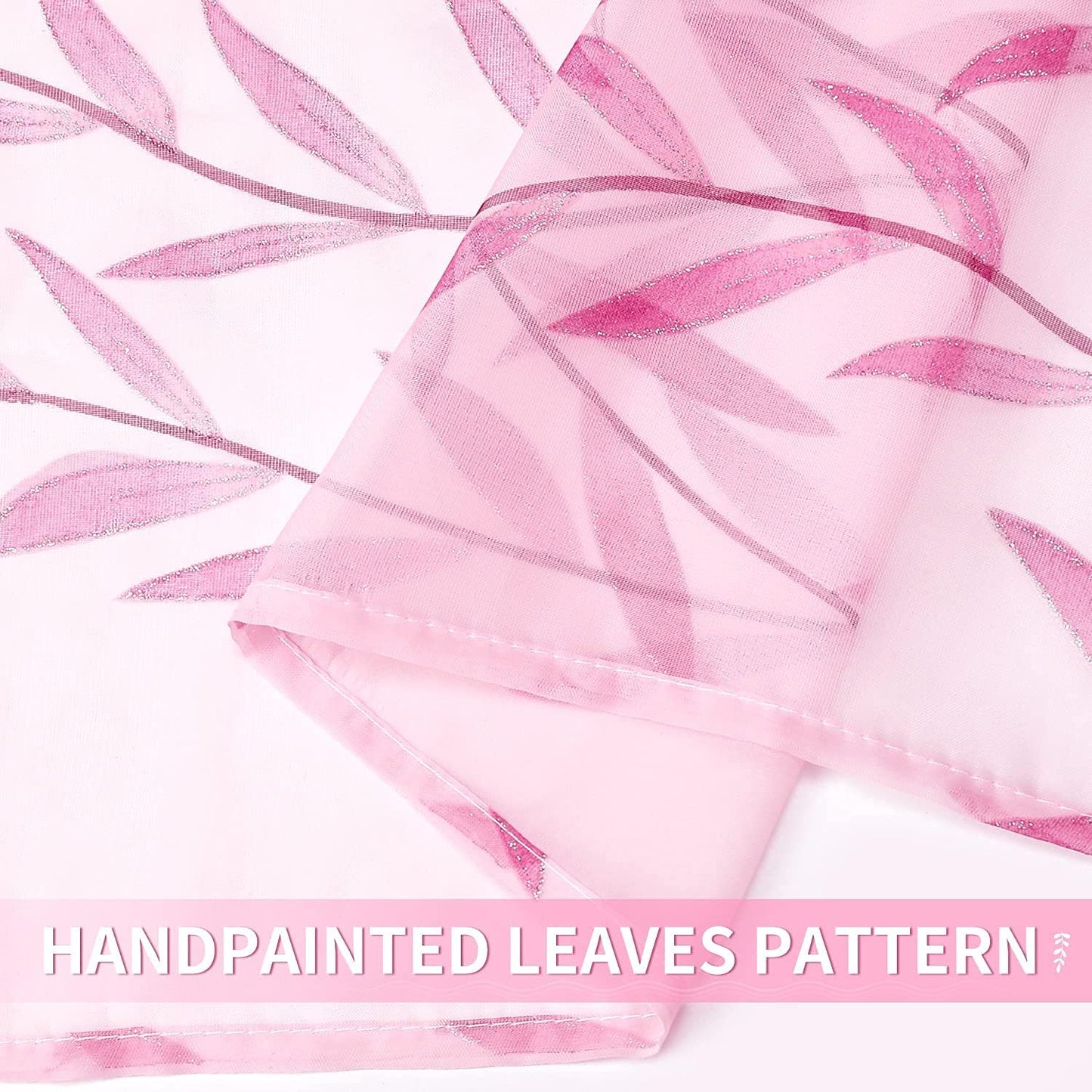 BROSHAN Pink Sheer Curtains Set, 2 Panels 78 inches Long, Pretty Printed Drapes for Girls Bedroom & Nursery