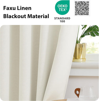 NICETOWN Blackout Curtain Valances - 30 Inch Thermal Insulating Half Curtains for Kitchen | Natural, 2 Panels