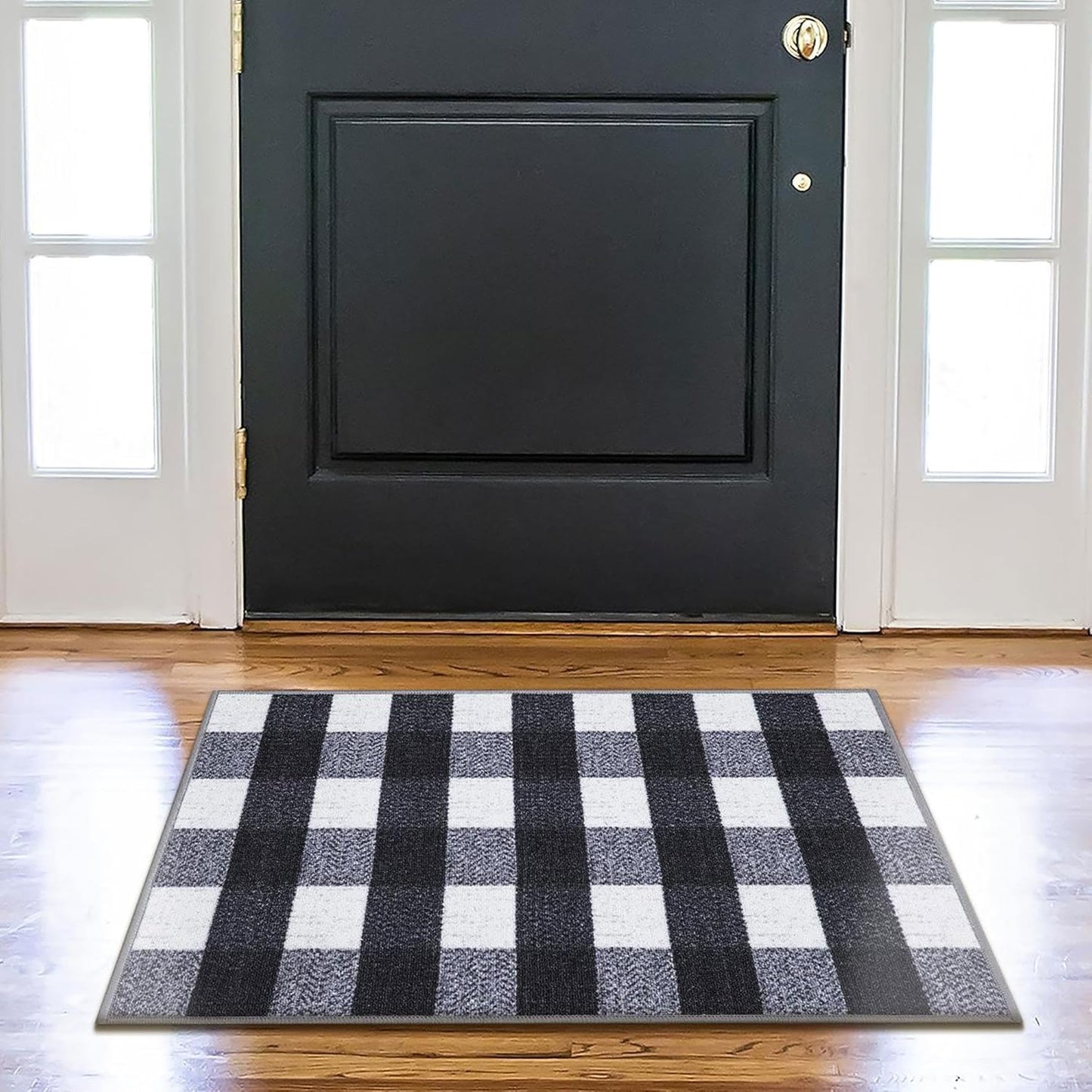 Ottomanson Ottohome Collection Non-Slip Rubberback Checkered Buffalo Plaid Design Indoor Area Rug, 2'3" x 3',