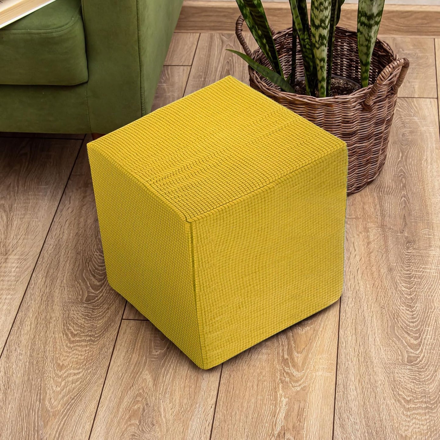 18x18x18inch uxcell Square Ottoman Cover Stretch Polyester Washable Ottoman Slipcovers Elastic Foot Stool Foot Rest