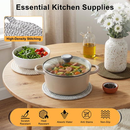 7" Trivets for Hot Dishes, 6 Pack Hot Pads for Kitchen Counter & Dining Table, Heat Resistant | Scratches | Stains Cotton Trivets for Hot Pots and Pans
