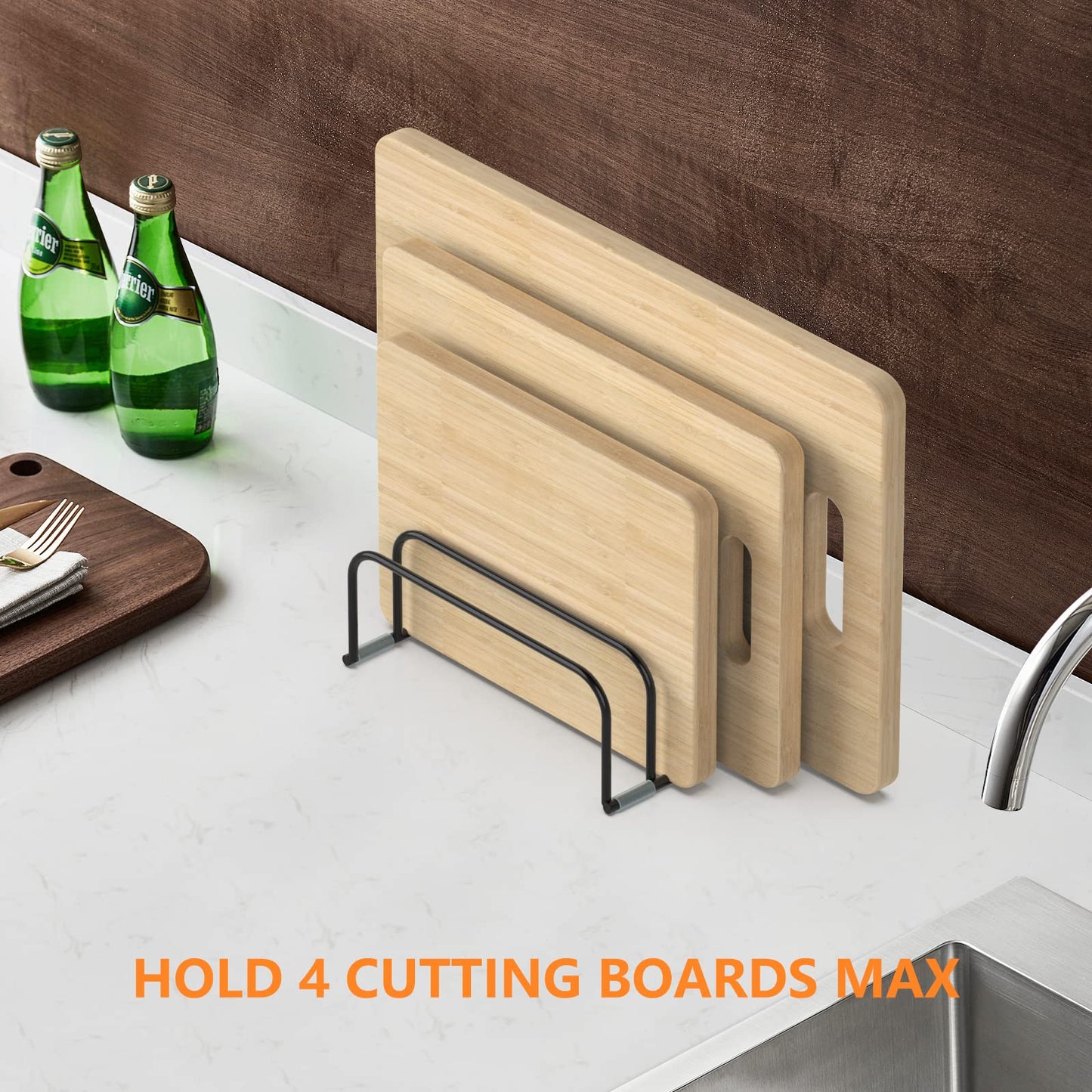 KORRTFID Cutting Board Storage Rack, Compact Cutting Board Organizer, Chopping Board Storage Stand Rack, Bakeware & Cookie Pan Sheets Organizer (1.0 Inch Width Slots)