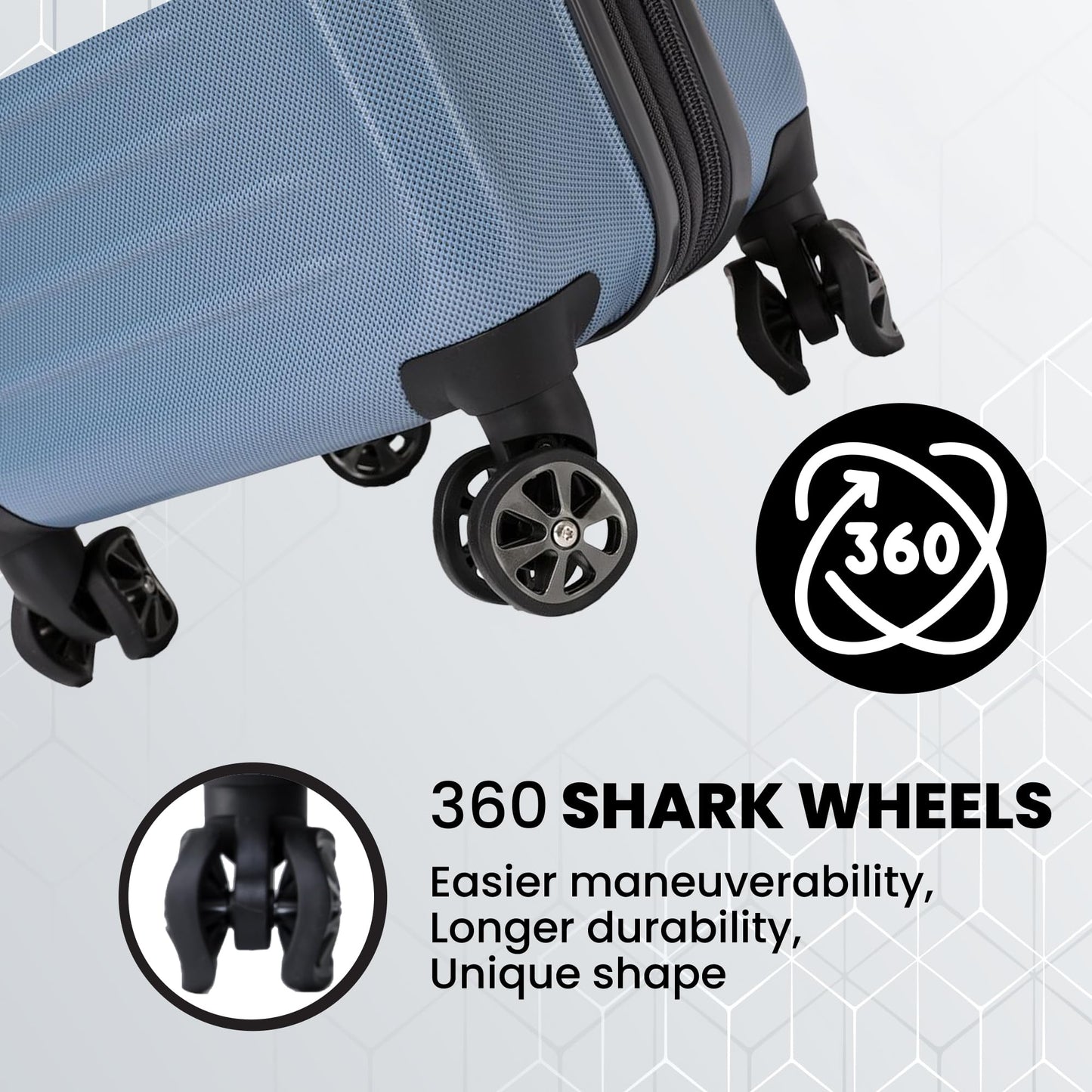 Spyder Rails Expandable Hardside Upright Suitcase with 360° Spinner Wheels, TSA Approved Lock (Denim, 3-Piece Set)