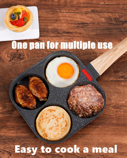HUPECHAM 4-Cup Egg Pan Nonstick, and Granite Egg Frying Pan, Versatile Breakfast Skillet for Eggs, Pancakes, Plett, Crepes, Compatible with Gas Stove and Induction Cooktop