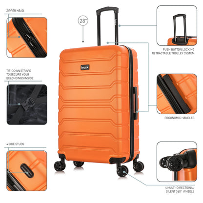 InUSA TREND Luggage with Spinner Wheels | Durable Lightweight Hardshell Suitcase,Travel sets with Handle and Trolley | (20in, 24in, 28in) 3 Piece Set | Orange