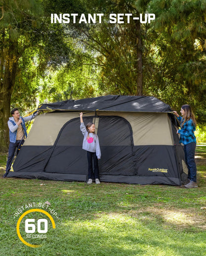 FanttikOutdoor Zeta C10 Pro Max Instant Cabin Tent 10 Person Camping Tent Setup in 60 Seconds with Rainfly & Windproof Portable with Carry Bag for Family Camping & Hiking, Upgraded Ventilation, Khaki