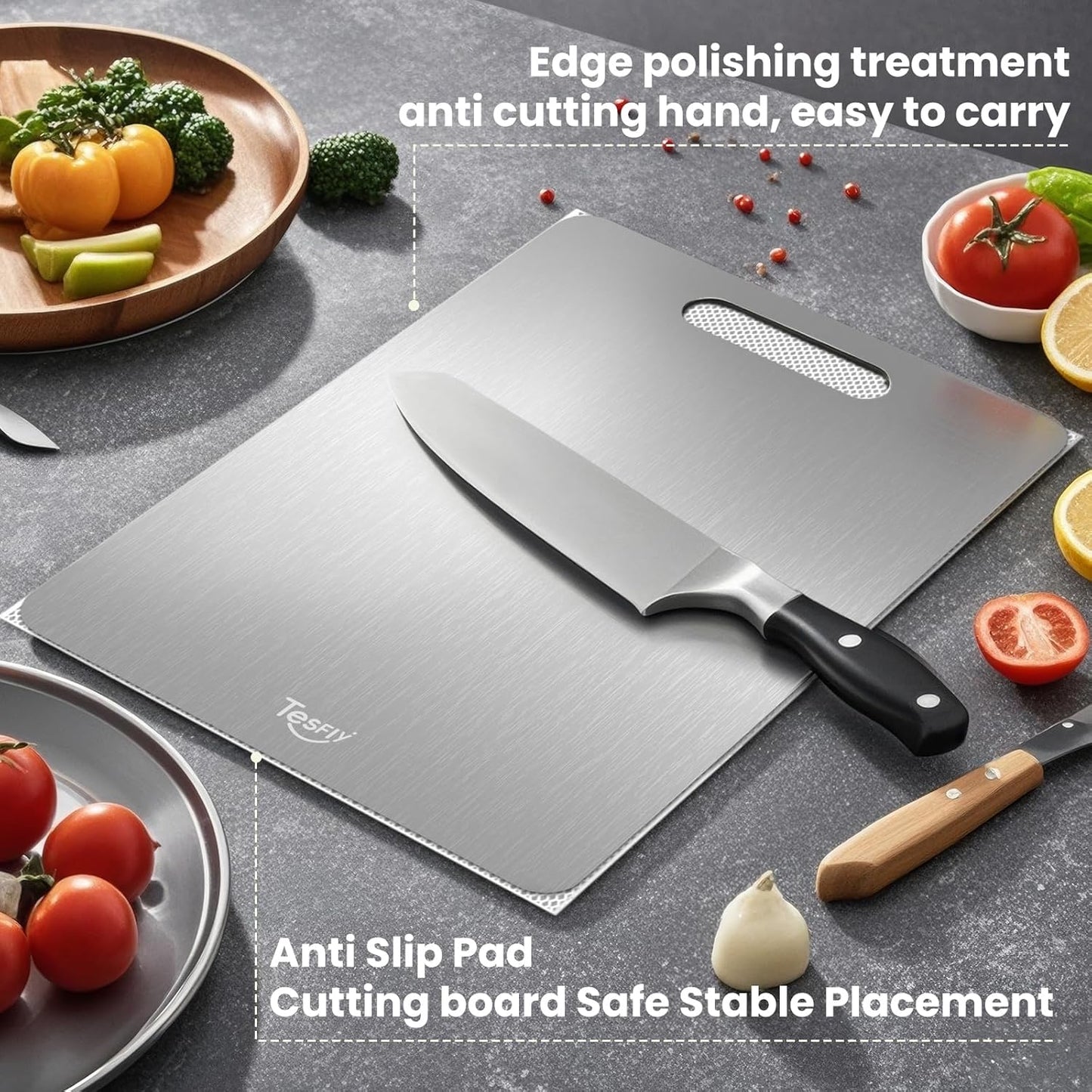 2 Pack 100% Vegetables(13 9) Titanium Cutting Board - Pure Titanium Cutting Boards For Kitchen,Easy to clean
