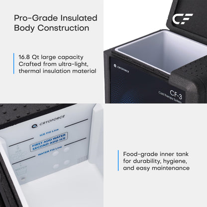 CRYOFORCE CF-3 Pro Cold Therapy Machine, 11QT Large-Capacity Ice Therapy System for Full Knee & Shoulder Coverage, Programmable Recovery System for ACL, TKR & Sports Training