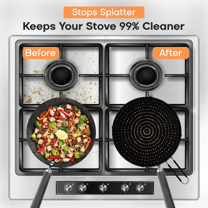 Splatter Screen for Frying Pan | USA Brand | 13-Inch Black, Fit Pans (12" to 13") Silicone Grease Splatter Guard for Frying Pan and Stove by Beckon Ware