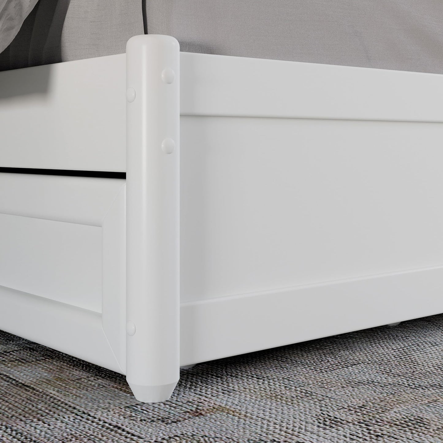 AFI, Clayton Queen Platform Bed with Panel Footboard & Storage Drawers, White