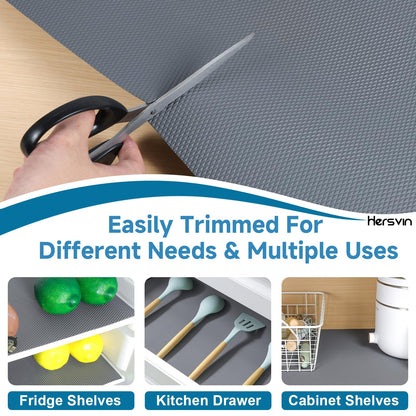 Hersvin Shelf Liners 16 in x 20 ft Thickened EVA Drawer Mats, Non-Adhesive Cupboard Pad, Kitchen Cabinet Lining Fridge Cushion (Gray Diamond, 40.7x610cm)