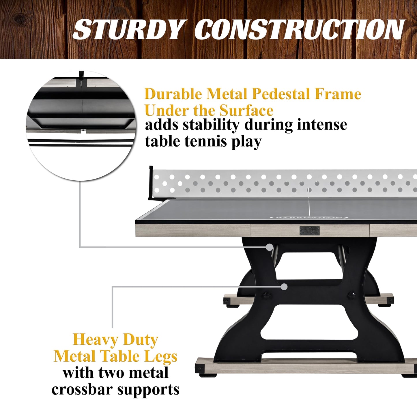 Barrington 9-ft Coventry Tennis Table, Official Size with Durable Metal Net and Storage Drawer, Perfect for Family Game Rooms