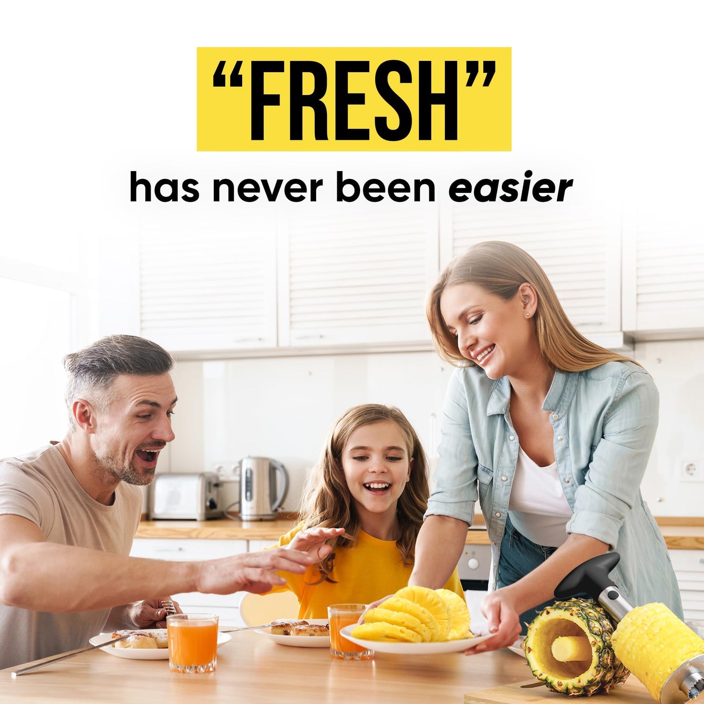 Zulay Kitchen Stainless Steel Pineapple Corer & Slicer – Heavy Duty Pineapple Cutter & Eye Removal Tool – Effortless Core Remover Tool with Sharp Reinforced Blade & Ergonomic Handle - Black