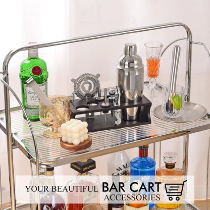 Bartender Kit Cocktail Shaker Set with Stand 17-Piece Bar Tool Bar Set for Drink Mixing Home Bartending Kit Bar Cart Accessories: Martini Shaker, Mixer Spoon, Jigger, Muddler, Strainer & Recipes Gifts