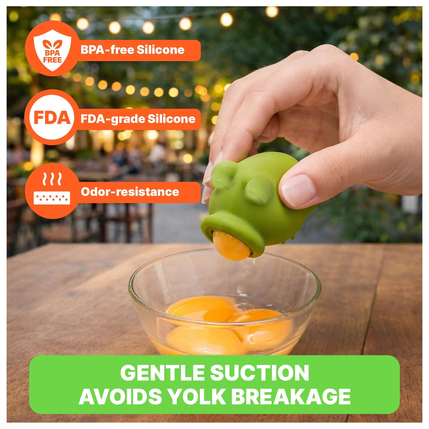 GEGERO Egg Yolk Separator, Food Grade Silicone, Dishwasher Safe Kitchen Gadget for Cooking/Baking. Swallow and Release Raw Egg Yolk from White, Quick & Mess-free, Pack of 3 (Pig, Fish & Frog Design)