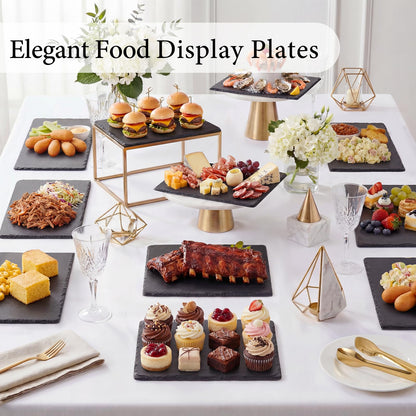 MAPRIAL Slate Cheese Boards, 6 Pack 8.8 x 6” Mini Slate Charcuterie Boards Stone Cutting Plates Serving Tray Black Platter for Sushi, Party, Wedding, Housewarming Gifts, Christmas