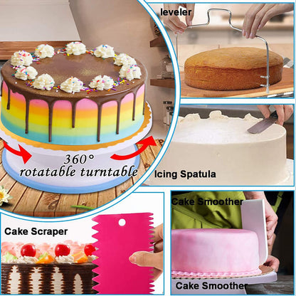 Cake Decorating Kits 567 PCS Baking Set with Springform Pans Set, Rotating Turntable, Decorating Tools, Cake Baking Supplies for Beginners and Cake Lovers (567 PCS Cake Decorating Kits)
