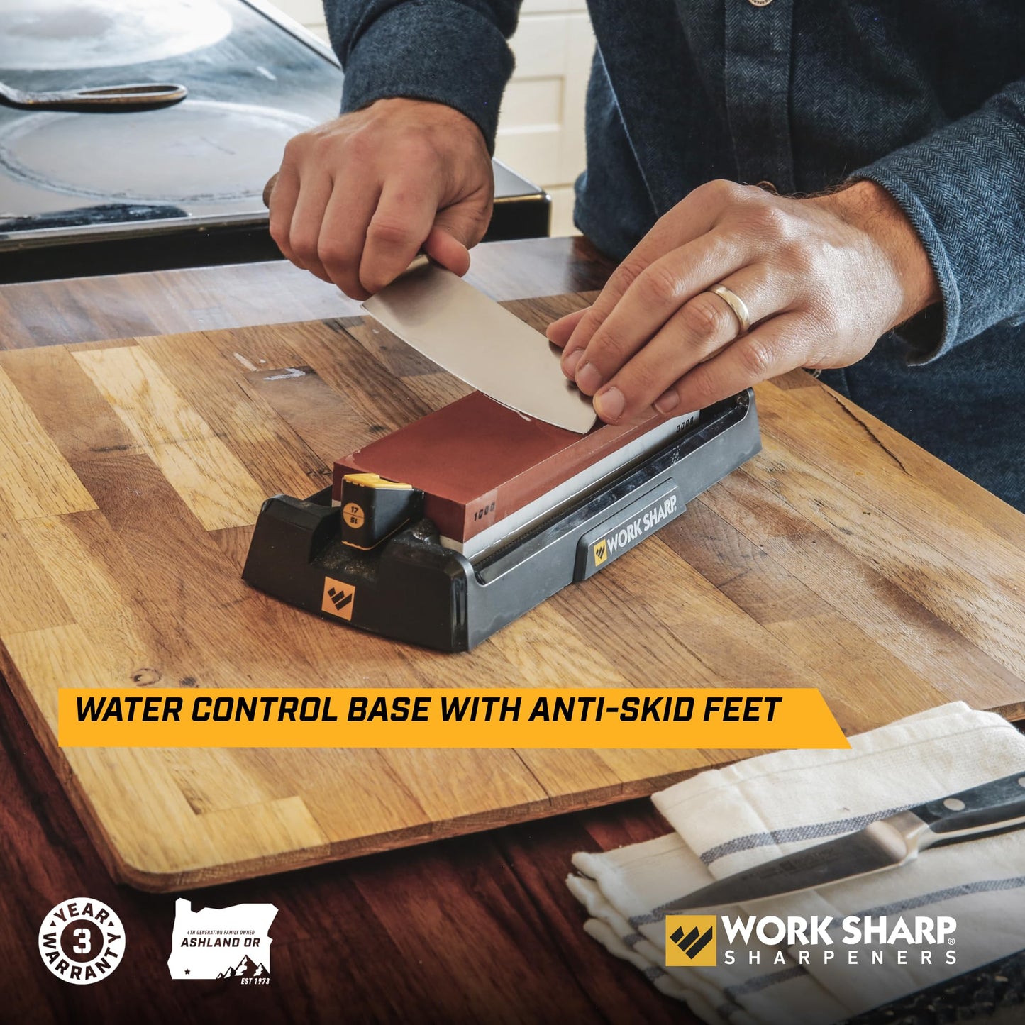 Work Sharp Benchtop Whetstone Knife Sharpener - For Knives & Edged Tools - Kitchen, Pocket, & Fillet Knives