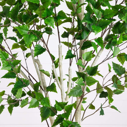 Nearly Natural 8ft Artificial Birch Tree with Real Touch Leaves - Indoor Fake Tree for Home Decor - Flexible Branches for Custom Look