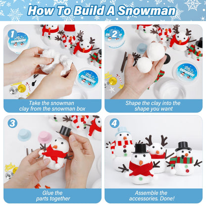 36 Pack Snowman Kit Set, Build a Snowman Christmas Craft for Kids, Creative Air Dry Clay Modeling Winter Decorations Indoor, Crafts Kit for Christmas Activities School Family Winter Party Supplies