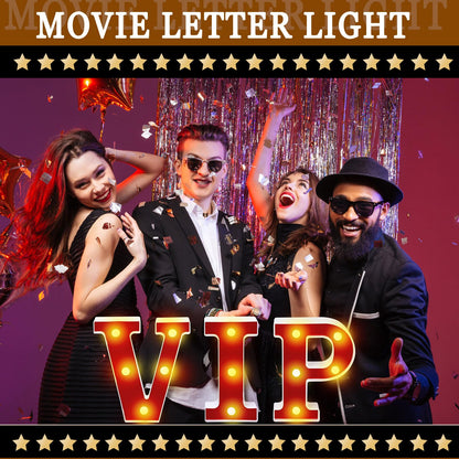 Aurelema VIP 6.3" Light up Letters Sign Party Decorations Battery Powered Marquee Lighted Sign LED Alphabet Letter Lights for Night Party Birthday Home Tabletop Decor Supplies