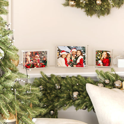 Egofine 5x7 Acrylic Frames 6 Pack, 20mm Thicker Frameless Clear Picture Frames, Double Sided Magnetic Picture Frames, Free Standing Desktop Display